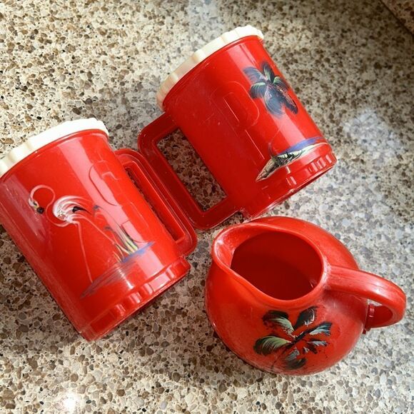 1960sBurrite Flamingo 🦩 Salt 🧂 & Palm Tree 🌴 Pepper 🫑 shakers Bonus CreamCup - Picture 12 of 16